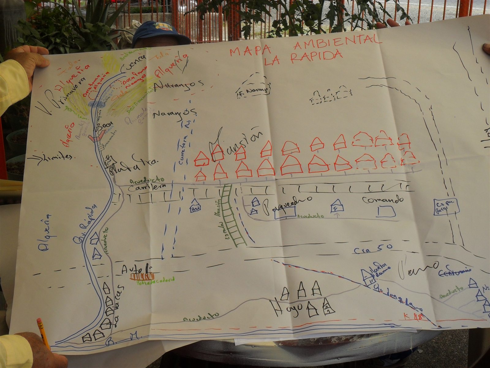 Mapa ambiental de La Rápida elaborado por la comunidad